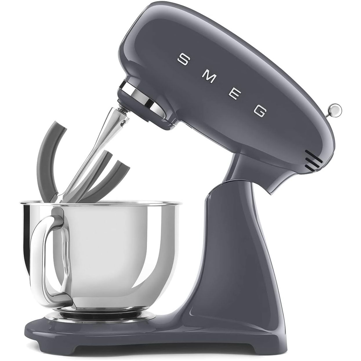 Buy Smeg,Smeg SMF03GRUK Full Colour Stand Mixer, Retro 50's Style with 4.8L Stainless Steel Bowl, Safety Lock, 10 Variable Speeds, 800W, Grey - Gadcet UK | UK | London | Scotland | Wales| Near Me | Cheap | Pay In 3 |